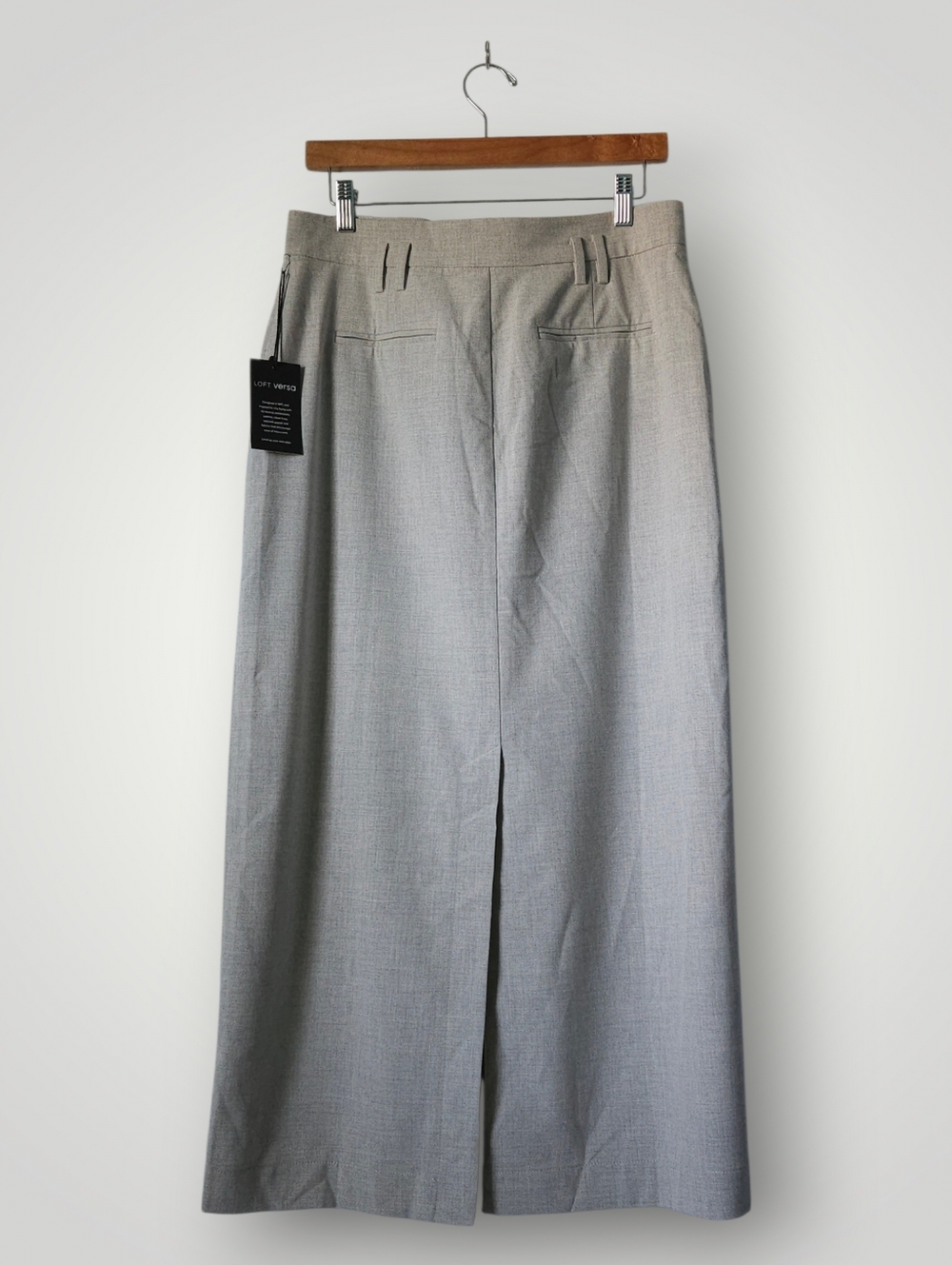 LOFT Versa 8 Gray Maxi Skirt Office Siren Quiet Luxury Tailored Suiting Pocket - Picture 4 of 9